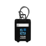 Plastic trolley shaped luggage tag with an address field black colour view with print area