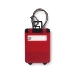 Plastic trolley shaped luggage tag with an address field red colour