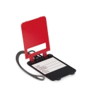 Plastic trolley shaped luggage tag with an address field red colour second view