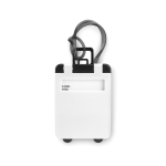 Plastic trolley shaped luggage tag with an address field white colour