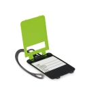 Plastic trolley shaped luggage tag with an address field green colour second view
