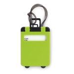 Plastic trolley shaped luggage tag with an address field
