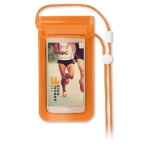 Waterproof PVC smartphone case with strap for the outdoors transparent orange colour second main view