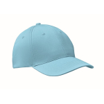Cap with 6 panels and embroidered ventilation holes light blue colour