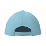 Cap with 6 panels and embroidered ventilation holes light blue colour fifth view