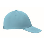 Cap with 6 panels and embroidered ventilation holes light blue colour sixth view