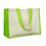Canvas jute bag with laminated interior lime colour