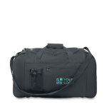 Sports bag with adjustable carrying strap black colour view with print area