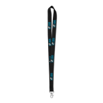 Economical, lanyard with lobster clasp for employees black colour view with print area