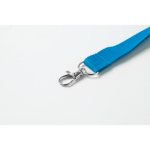 Economical, lanyard with lobster clasp for employees cyan blue colour photographic view