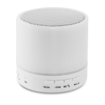 Round Bluetooth speaker with 3-colour LEDs in white white colour
