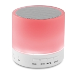 Round Bluetooth speaker with 3-colour LEDs in white white colour second view