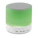 Round Bluetooth speaker with 3-colour LEDs in white white colour third view