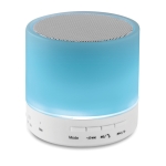 Round Bluetooth speaker with 3-colour LEDs in white white colour fourth view