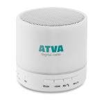 Round Bluetooth speaker with 3-colour LEDs in white white colour main view