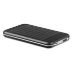 Aluminium power bank with solar cells, 4,000 mAh black colour