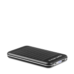 Aluminium power bank with solar cells, 4,000 mAh black colour view with print area