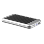 Aluminium power bank with solar cells, 4,000 mAh matt silver colour