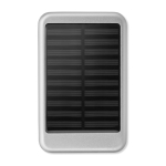 Aluminium power bank with solar cells, 4,000 mAh matt silver colour third view