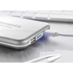 Aluminium power bank with solar cells, 4,000 mAh matt silver colour third ambient view 2