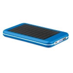 Aluminium power bank with solar cells, 4,000 mAh royal blue colour