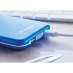 Aluminium power bank with solar cells, 4,000 mAh royal blue colour second ambient view 2