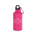 Small coloured aluminium bottle, carabiner, 400 ml pink colour image with logo