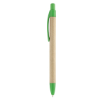 Sustainable ballpoint pen kraft paper blue ink light-green colour