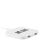 Branded wireless charger for smartphones, with your logo white colour view with print area