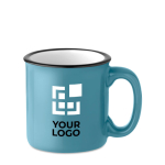 Ceramic coffee mug with a vintage look, printable, 240 ml blue colour view with print area