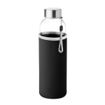 Water bottle with printed sleeve, promotional gift, 500 ml black colour