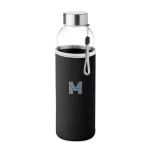 Water bottle with printed sleeve, promotional gift, 500 ml black colour main view