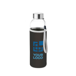Water bottle with printed sleeve, promotional gift, 500 ml black colour view with print area