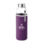 Water bottle with printed sleeve, promotional gift, 500 ml violet colour main view