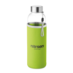 Water bottle with printed sleeve, promotional gift, 500 ml lime colour main view
