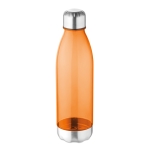 Plastic bottle with stainless steel base, BPA free, 600 ml transparent orange colour