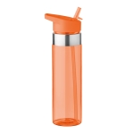 Transparent Tritan bottle with mouthpiece and straw, 650 ml transparent orange colour