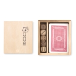 Game collection in a wooden box wood colour