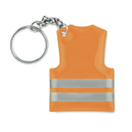 Affordable keyring in the shape of a reflective safety vest neon orange colour