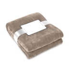 Cuddly blanket made of fleece for gifting khaki colour