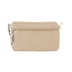 Double zipper toiletry bag made of polyester with printed logo beige colour second view
