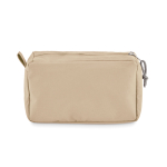 Double zipper toiletry bag made of polyester with printed logo beige colour third view