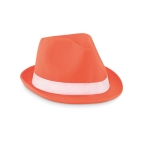 Bucket hat with white band, coloured polyester orange colour