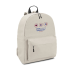 Kid's backpack with front pocket and padded straps beige colour image with logo