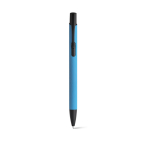 Metal ballpoint pen with coloured body and black ink