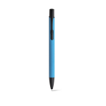 Metal ballpoint pen with coloured body and black ink