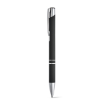 Aluminium ballpoint pen with rubber barrel black ink black colour