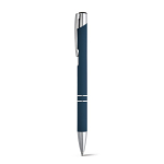 Aluminium ballpoint pen with rubber barrel black ink blue colour