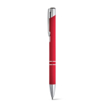 Aluminium ballpoint pen with rubber barrel black ink red colour