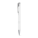 Aluminium ballpoint pen with rubber barrel black ink white colour first view